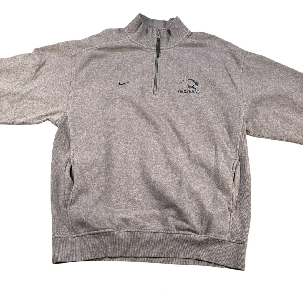 Nike Gray Sweatshirt Pullover Baseball‎ Logo 1/4 Zip Long Sleeve Sz L Cougars